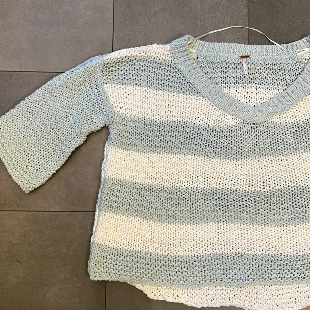 Free People Loose Fitting Crocheted Sweater